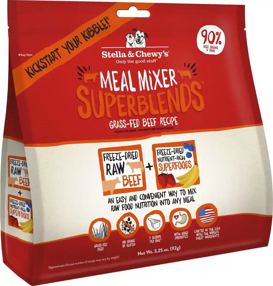 Meal Mixer Superblends Grain Free Grass Fed Beef Recipe Freeze Dried Raw Dog Food Topper 3.25-oz