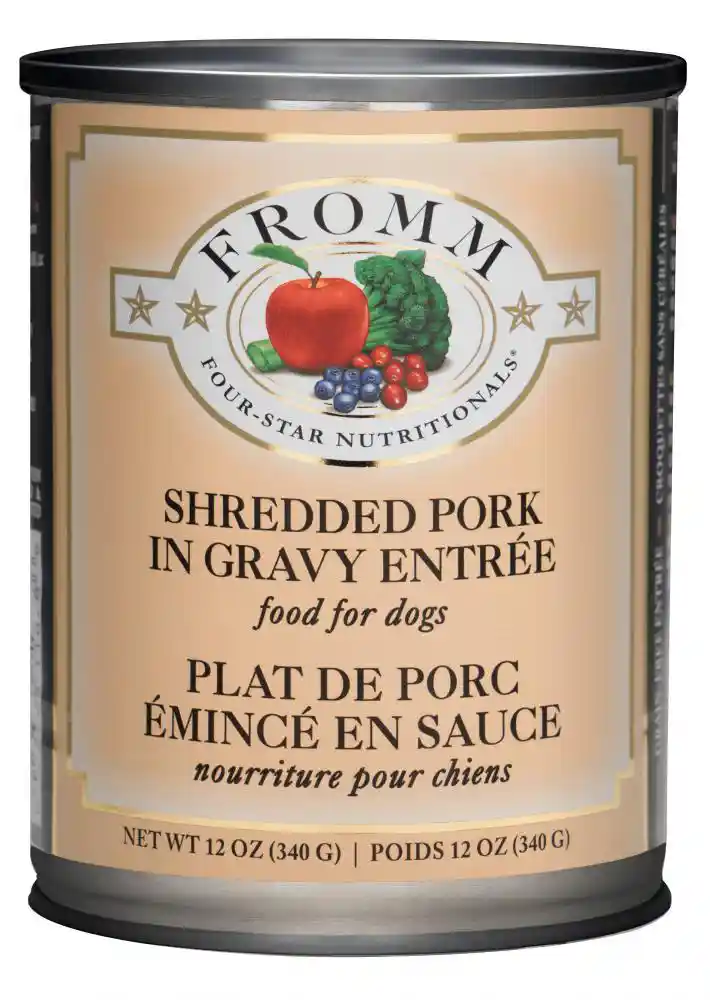 Four Star Grain Free Shredded Pork In Gravy Entree Canned Dog Food 13-oz